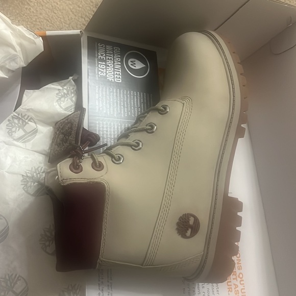 Timberland TB 0A6CW4 DH4 waterproof boot light brown maroon trim size 6 men - Picture 2 of 4